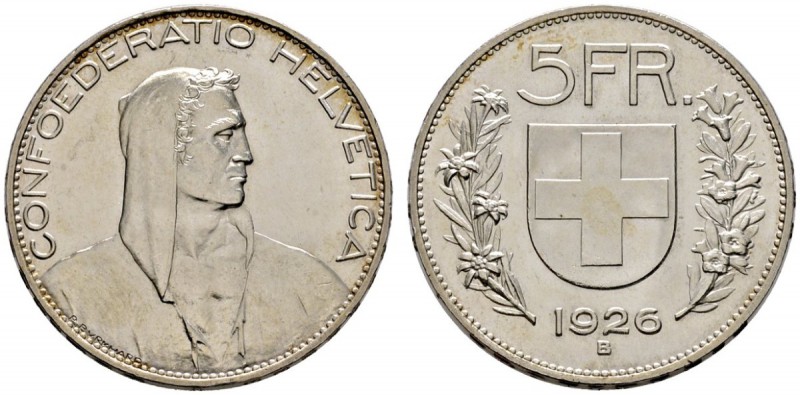 Ausländische Münzen und Medaillen 
 Schweiz-Eidgenossenschaft 
 5 Franken 1926...