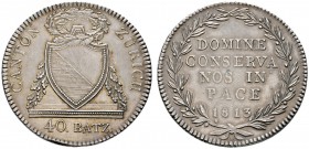 Ausländische Münzen und Medaillen 
 Schweiz-Zürich, Kanton 
 Neutaler zu 40 Batzen 1813. Stempel von P. Bruckmann (Heilbronn). DT 18, Dav. 366, HMZ ...