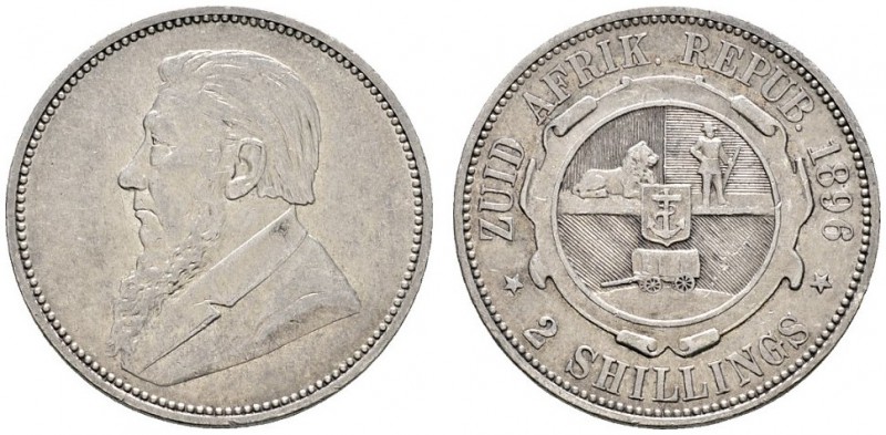 Ausländische Münzen und Medaillen 
 Südafrika 
 Republik 
 2 Shillings 1896. ...