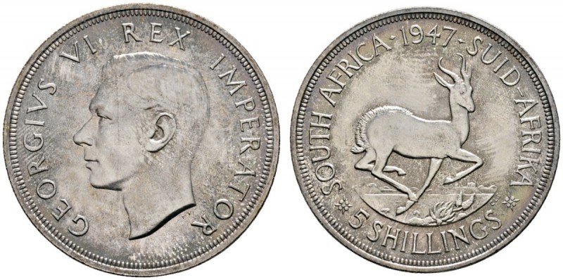 Ausländische Münzen und Medaillen 
 Südafrika 
 Britisch 
 5 Shillings 1947. ...