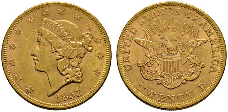 Ausländische Münzen und Medaillen 
 USA 
 20 Dollars (Double Eagle) 1853 -Phil...