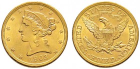 Ausländische Münzen und Medaillen 
 USA 
 5 Dollars 1903 -San Francisco-. Liberty Head. KM 101, Fr. 145. 8,36 g
 vorzüglich