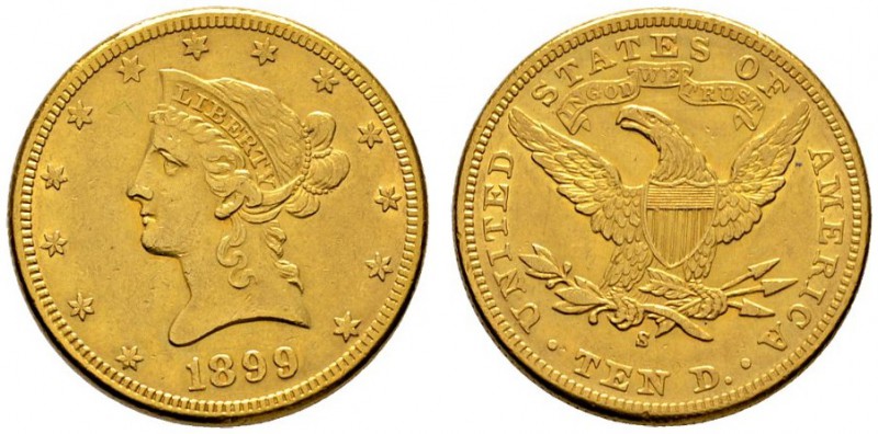 Ausländische Münzen und Medaillen 
 USA 
 10 Dollars 1899 -San Francisco-. Lib...