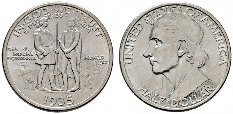 Ausländische Münzen und Medaillen 
 USA 
 Gedenk-1/2 Dollar 1935 -Denver-. Dan...