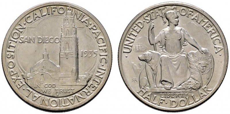 Ausländische Münzen und Medaillen 
 USA 
 Gedenk-1/2 Dollar 1935 -San Francisc...