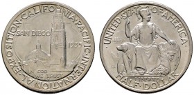 Ausländische Münzen und Medaillen 
 USA 
 Gedenk-1/2 Dollar 1935 -San Francisco-. San Diego-Pacific International Exposition. KM 171.
 vorzüglich-p...