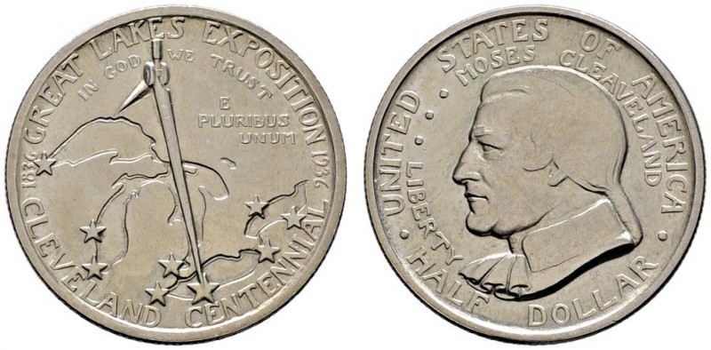 Ausländische Münzen und Medaillen 
 USA 
 Gedenk-1/2 Dollar 1936. Cleveland-Gr...