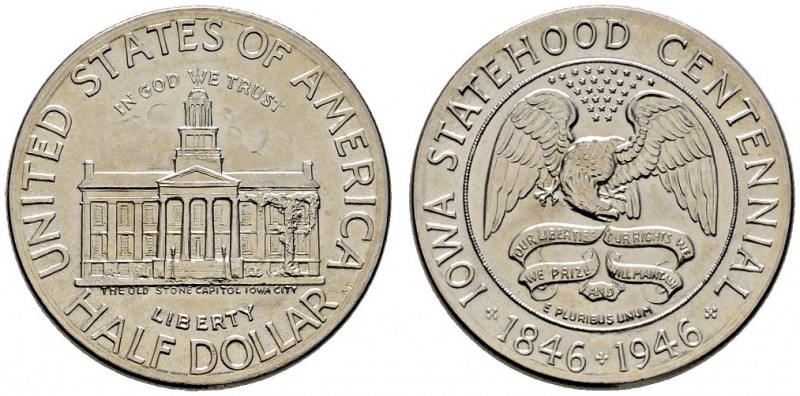 Ausländische Münzen und Medaillen 
 USA 
 Gedenk-1/2 Dollar 1946. Iowa Steteho...