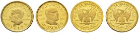 Ausländische Münzen und Medaillen 
 Venezuela 
 Republik. Lot (2 Stücke): Kleine Goldmedaillen o.J. auf Hitler und Mussolini. zus. 3,02 g (900er)
 ...