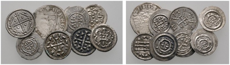 Lots ausländischer Münzen und Medaillen 
 8 Stücke: UNGARN . Diverse Mittelalte...
