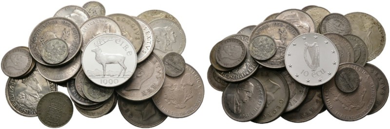 Lots ausländischer Münzen und Medaillen 
 Ca. 30 Stücke: Silbermünzen von Belgi...