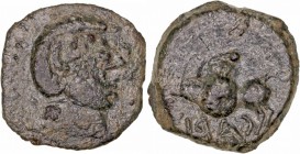 Monedas de la Hispania Antigua
 Carisa, Carija-Bornos (Cádiz) 
 Semis. AE. A/Cabeza a der. R/Jinete a izq., debajo ley CARIZ (de der. a izq.). 2.78g...