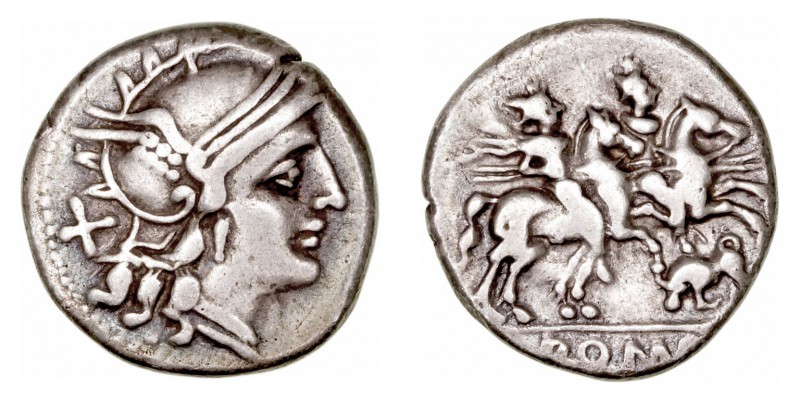 República Romana
 Anónimo
 Denario. AR. (200-190 a.C.). A/Cabeza de Roma a der...
