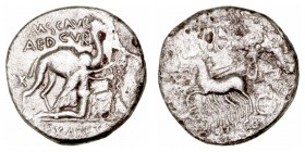 República Romana
 Aemilia
 Denario. AR. Roma. (58 a.C.). A/Rey Aretas de rodillas con rama de olivo y camello. alrededor (ley.). R/Júpiter en cuadri...