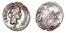 República Romana
 Annia
 Denario. AR. (82-81 a.C.). Acuñación Hispana. A/Busto diademado de Anna Perenna a der., debajo letra S y alrededor C. ANNI....