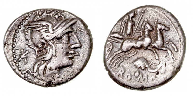 República Romana
 Caecilia
 Denario. AR. Roma. (128 a.C.). A/Cabeza de Roma a ...
