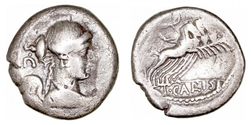 República Romana
 Carisia
 Denario. AR. Roma. (46 a.C.). A/Busto alado de Vict...