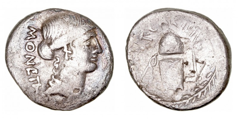 República Romana
 Carisia
 Denario. AR. Roma. (46 a.C.). A/Cabeza de Juno Mone...