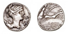 República Romana
 Claudia
 Denario. AR. Roma. (79 a.C.). A/Busto diademado de Diana a der., detrás arco y carcaj, delante S·C. R/Victoria con corona...