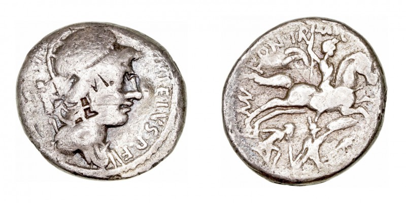 República Romana
 Fonteia
 Denario. AR. Roma. (55 a.C.). A/Busto de Marte a de...