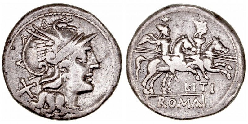 República Romana
 Itia
 Denario. AR. Roma. (145 a.C.). A/Cabeza de Roma a der....