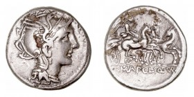 República Romana
 Mallia
 Denario. AR. Roma. (111-110 a.C.). A/Cabeza de Roma a der., detrás (círculo). R/Victoria en triga a der., en exergo T· MAL...