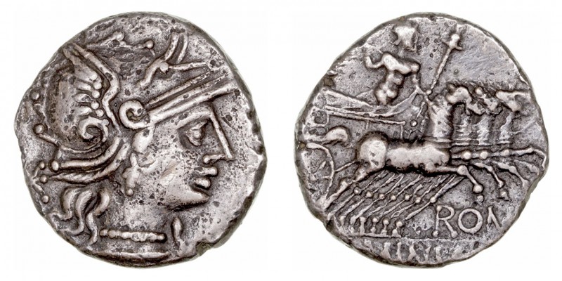 República Romana
 Minucia
 Denario. AR. Roma. (133 a.C.). A/Cabeza de Roma a d...