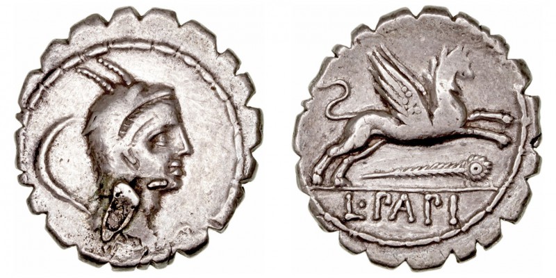 República Romana
 Papia
 Denario. AR. Roma. (79 a.C.). A/Cabeza de Juno Sospit...