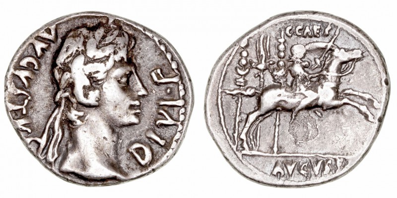 Imperio Romano
 Augusto
 Denario. AR. Lugdunum. (8 a.C.). A/Cabeza laureada de...