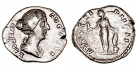 Imperio Romano
 Faustina, esposa de M. Aurelio
 Denario. AR. R/AVGVSTI PII FIL. 3.88g. RIC.495. MBC.