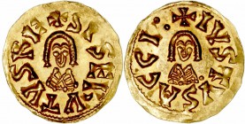 Monedas Visigodas
 Sisebuto
 Tremis. AV. Acci. (612-621). A/Busto de frente, alrededor +SISEBVTVS RE. R/Busto de frente, alrededor +IVSTVS ACCI:. 1....