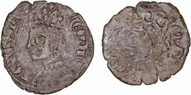 Monedas Medievales
 Corona Castellano Leonesa
 Enrique II
 Cornado. VE. Lote de 2 monedas. Cuenca y Sevilla. AB.489 y 491,1. MBC- a BC+.