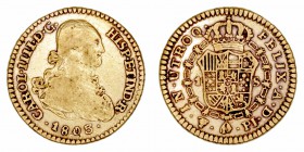 Monarquía Española
 Carlos IV
 Escudo. AV. Potosí PJ. 1808/5. El numeral 8 sobre 5. 3.32g. Cal.563 vte. Rara. MBC-.