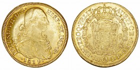 Monarquía Española
 Fernando VII
 8 Escudos. AV. Nuevo Reino JF. 1819. Busto de Carlos IV. 27.12g. Cal.110. Bonito color. MBC+.
