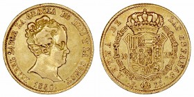 Monarquía Española
 Isabel II
 80 Reales. AV. Barcelona PS. 1840. 6.74g. Cal.56. MBC-.