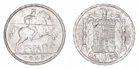 La Peseta
 Estado Español
 5 Céntimos. Aluminio. 1940. PLVS VLTRA. Cal.133. EBC+.
