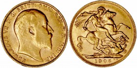 Monedas Extranjeras
 Gran Bretaña Eduardo VII
 Soberano. AV. 1905. 7.99g. KM.805. EBC.