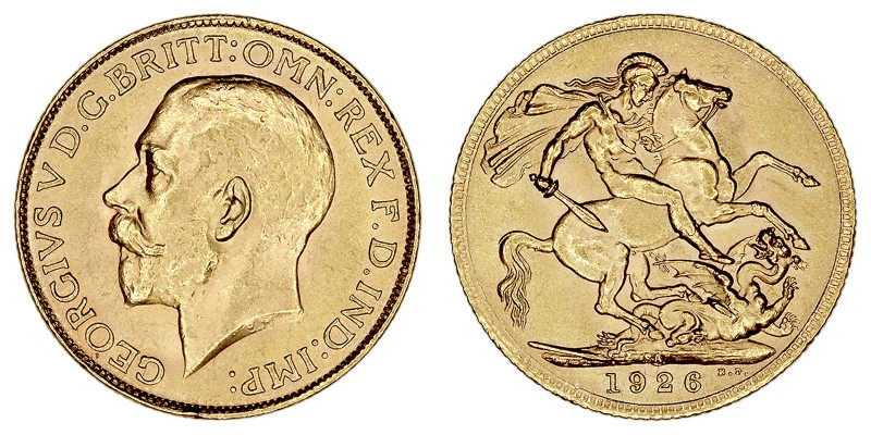Monedas Extranjeras
 Gran Bretaña Jorge V
 Soberano. AV. Pretoria. 1926 SA. 8....