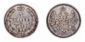Monedas Extranjeras
 Rusia 
 5 Kopeks. AR. 1852. 1.05g. C.163. Tonalidad. MBC+.