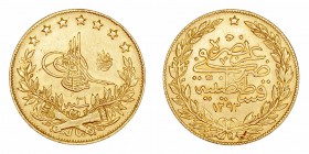 Monedas Extranjeras
 Turquía 
 100 Kurush. AV. 1876. Hamid II. 7.18g. KM.679. MBC+.