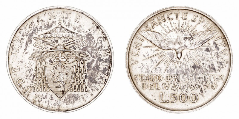 Monedas Extranjeras
 Vaticano 
 500 Liras. AR. 1963. Sede Vacante. KM.75. Páti...