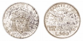 Monedas Extranjeras
 Vaticano 
 500 Liras. AR. 1963. Sede Vacante. KM.75. Pátina irregular y tonalidad. EBC-.