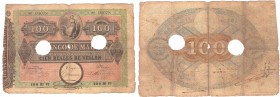 Billetes
 Banco de Málaga
 100 Reales de vellón. Fecha R.O. 24 Septiembre 1856. II emisión. Tres firmas y dos rúbricas en reverso. Con dos taladros....