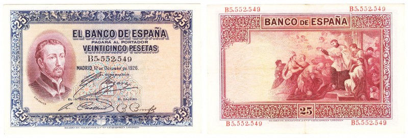 Billetes
 Banco de España
 25 Pesetas. 12 octubre 1926. Serie B. ED.325a. Muy ...
