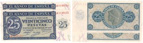 Billetes
 Estado Español, Banco de España
 25 Pesetas. Burgos, 21 noviembre 1936. Serie A. Pareja correlativa. ED.419. Magníficos ejemplares, en con...