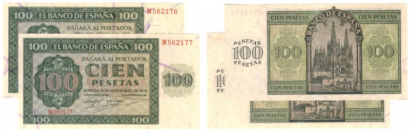 Billetes
 Estado Español, Banco de España
 100 Pesetas. Burgos, 21 noviembre 1...