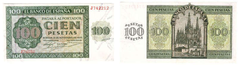 Billetes
 Estado Español, Banco de España
 100 Pesetas. Burgos, 21 noviembre 1...