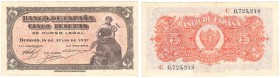 Billetes
 Estado Español, Banco de España
 5 Pesetas. Burgos, 18 Julio 1937. Serie C. ED.424a. Escaso. MBC+.
