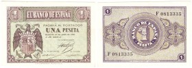 Billetes
 Estado Español, Banco de España
 1 Peseta. Burgos, 30 abril 1938. Serie F. ED.428a. EBC.