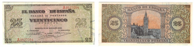 Billetes
 Estado Español, Banco de España
 25 Pesetas. Burgos, 20 mayo 1938. S...